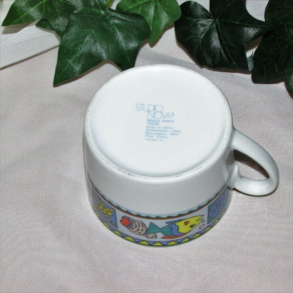 3 Studio Nova Beach Party Coffee Cups Y0289 Fish Cottage Decor Replacement China - Picture 9 of 13